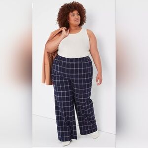Lane Bryant Navy Plaid Wide Leg Pants